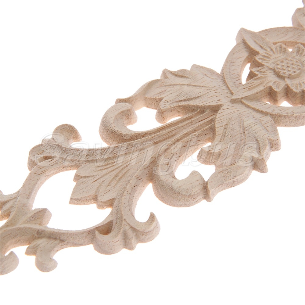 5Pcs Elegant Unpainted Wood Carved Long Furniture Appliques Oak Wall